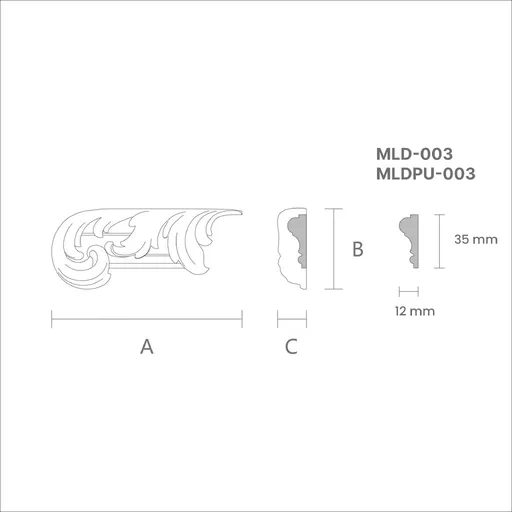 N-435L Acanthus oak closed tip for wall molding. Left - 1